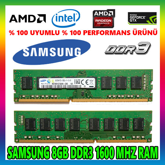 SAMSUNG 8 GB DDR3 1600 MHz Masaüstü PC Bellek RAM SAMSUNG 8 GB DDR3 1600 MHz Masaüstü PC Bellek RAM